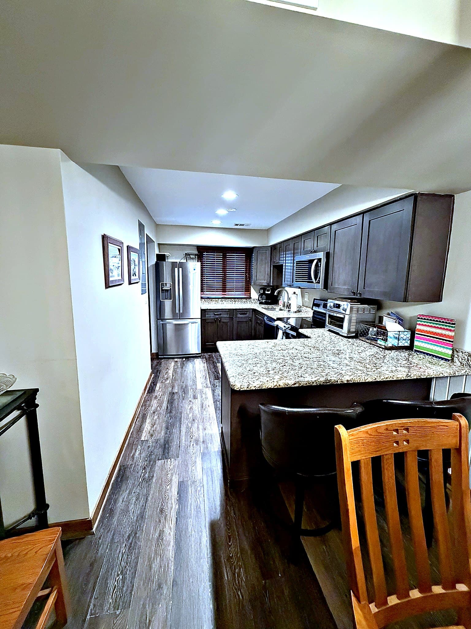 Kitchen view through to dining area